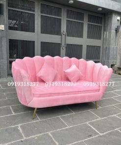 Ghế sofa sò 1m7 nhung hồng phấn