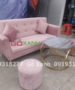 Bộ sofa 1m7 vải nhung hồng phấn