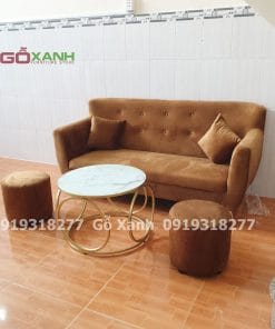 Bộ sofa 1m7 vải nhung nâu