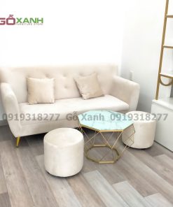 Bộ sofa băng dài 1m7 vải nhung kem