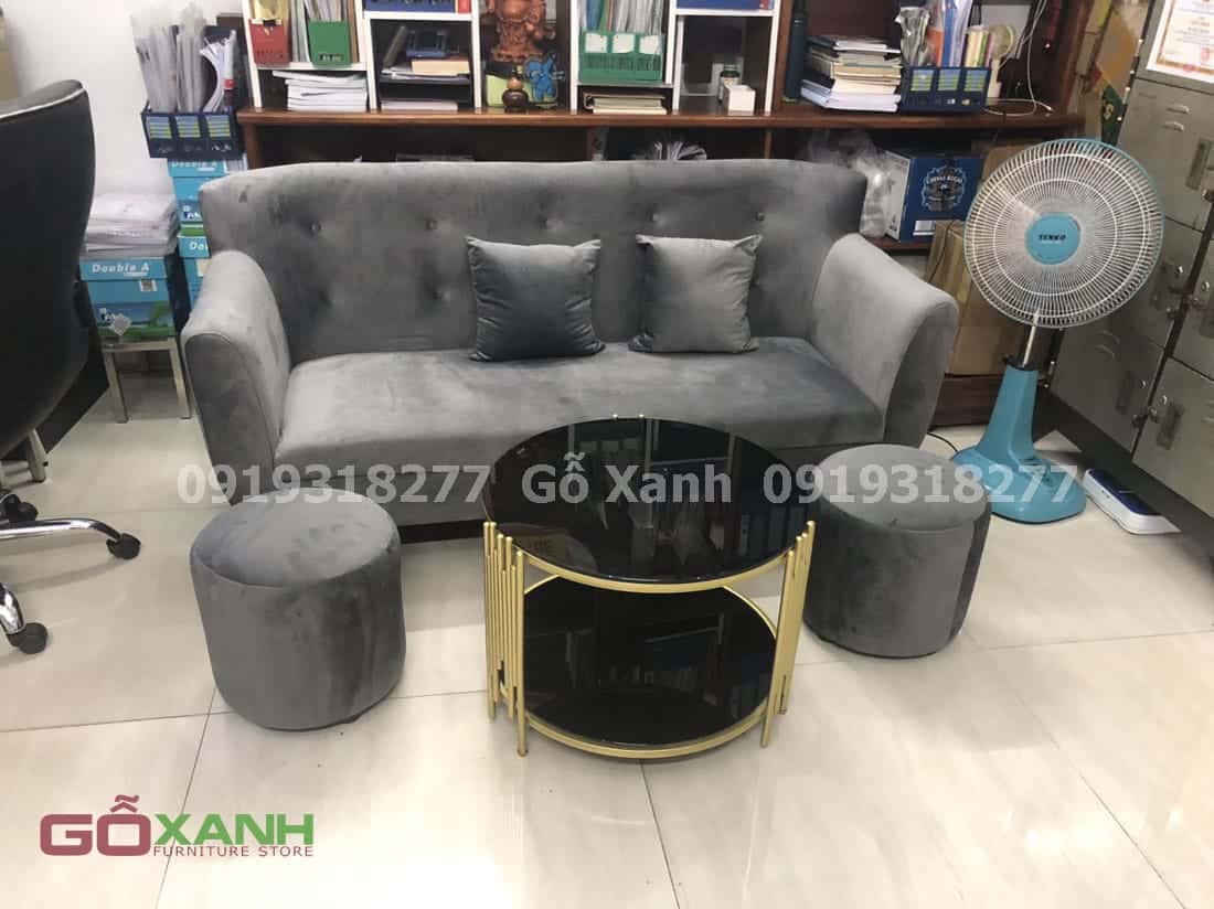 Bộ sofa băng 1m7 nhung xám