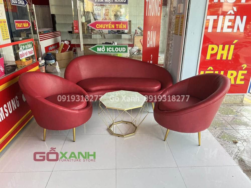 Bộ sofa hình hạt đậu da đỏ