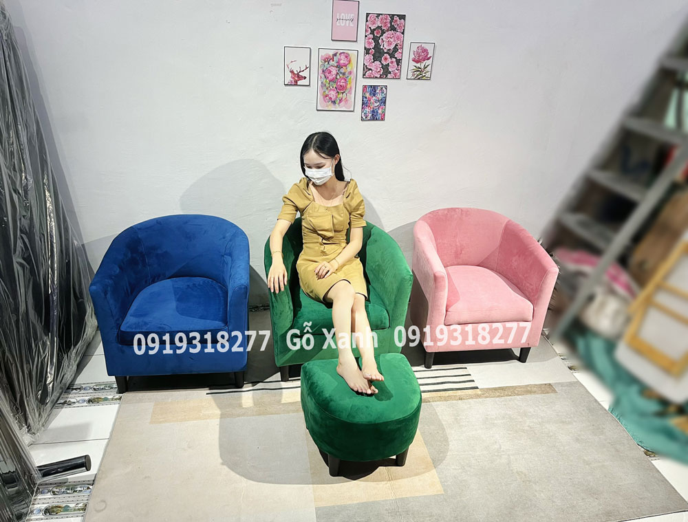 Ghế sofa đơn decor mini vải nhung siêu xinh