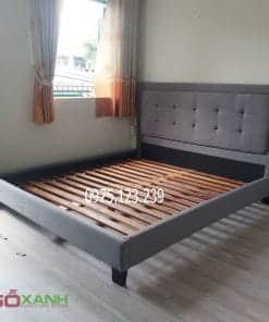 Giường ngủ bọc nệm giá rẻ vải xám