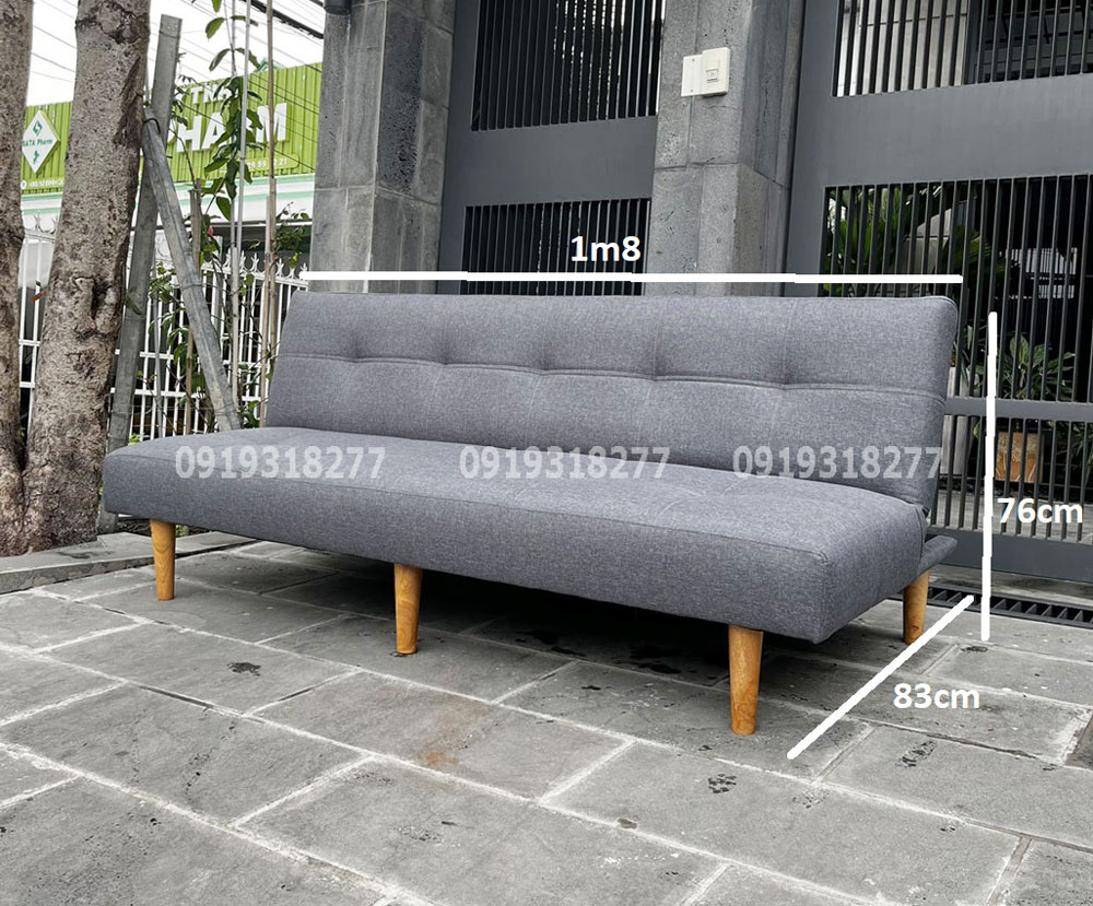 Sofa bed vải xám 1m8