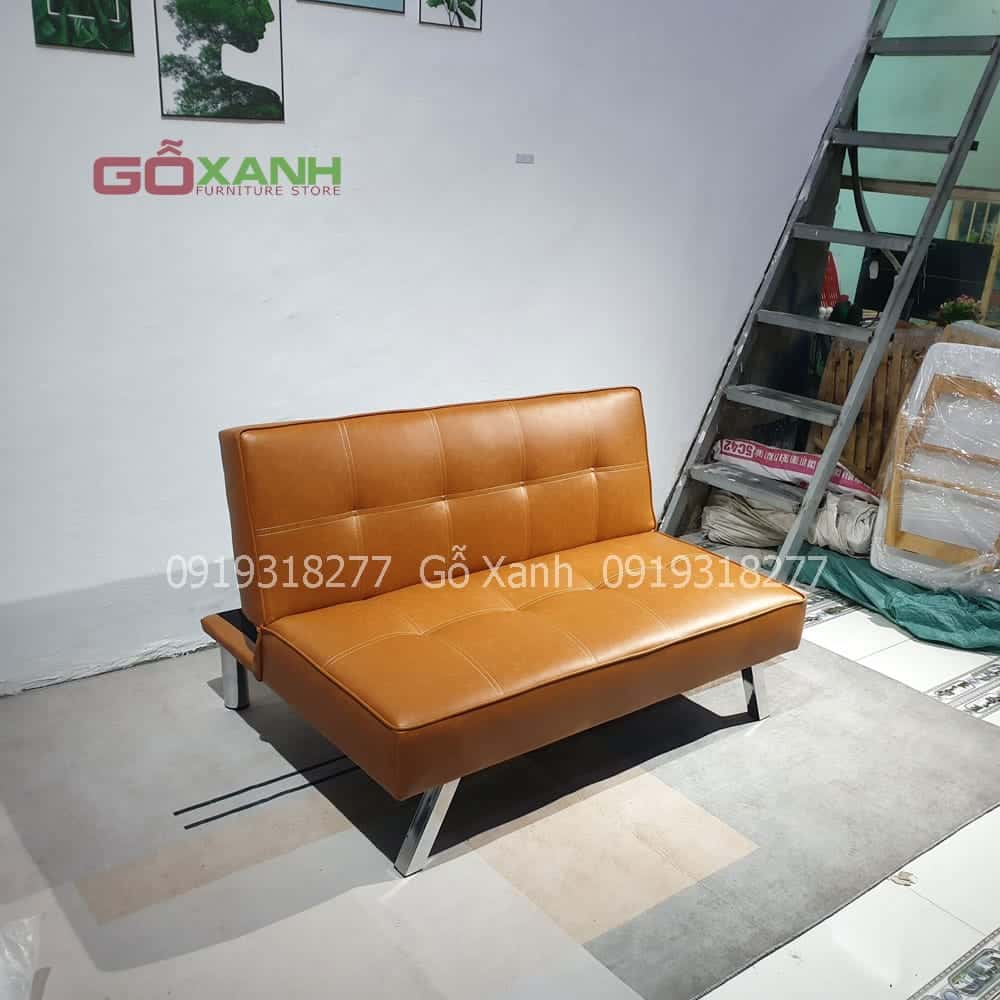 Ghế sofa bed mini nhỏ gọn 1m2 nâu da bò