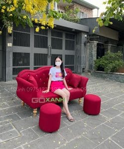 Bộ sofa băng 1m7 tân cổ điển vải đỏ