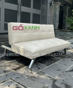 Ghế sofa giường bọc da kem 1m7