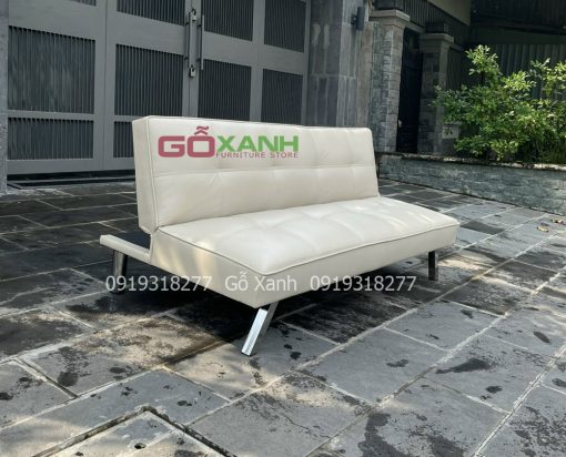 Ghế sofa giường bọc da kem 1m7