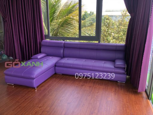 Sofa góc chữ L bọc da cao cấp cho phòng khách hiện đại