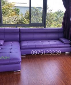 Sofa góc chữ L bọc da cao cấp cho phòng khách hiện đại