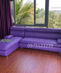 Sofa góc chữ L bọc da cao cấp cho phòng khách hiện đại