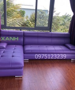 Sofa góc chữ L bọc da cao cấp cho phòng khách hiện đại