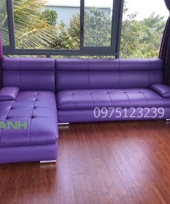 Sofa góc chữ L bọc da cao cấp cho phòng khách hiện đại