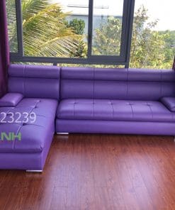 Sofa góc chữ L bọc da cao cấp cho phòng khách hiện đại