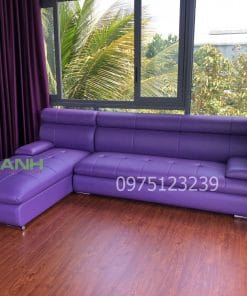 Sofa góc chữ L bọc da cao cấp cho phòng khách hiện đại