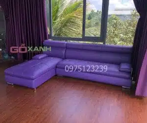 Sofa góc chữ L bọc da cao cấp cho phòng khách hiện đại