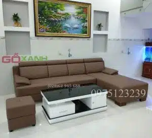 sofa văng lưng cong góc chữ L 2m8 x 1m8 cao cấp êm ái