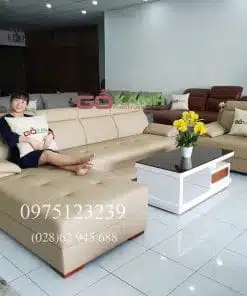 sofa văng lưng cong góc chữ L 2m8 x 1m8 cao cấp êm ái