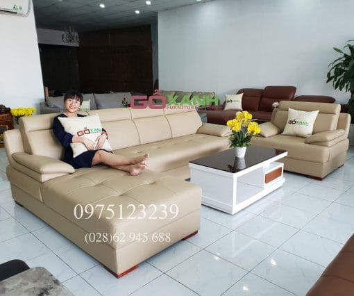 sofa văng lưng cong góc chữ L 2m8 x 1m8 cao cấp êm ái