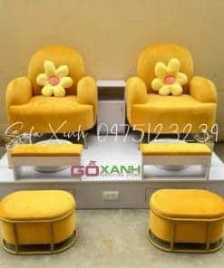Ghế nail ghế đơn thư giãn bọc nệm hình cá mập đáng yêu