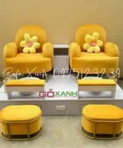 Ghế nail ghế đơn thư giãn bọc nệm hình cá mập đáng yêu