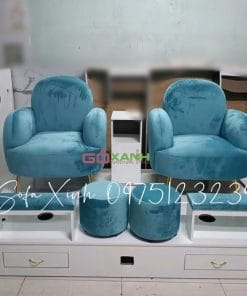 Ghế nail ghế đơn thư giãn bọc nệm hình cá mập đáng yêu