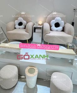 Ghế nail ghế đơn thư giãn bọc nệm hình cá mập đáng yêu