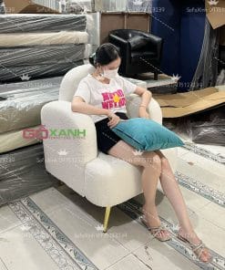 Ghế nail ghế đơn thư giãn bọc nệm hình cá mập đáng yêu