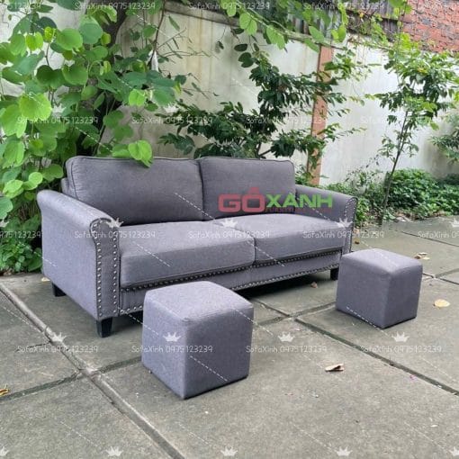 Sofa băng nệm rời 1m9 tay cong đóng điinh đồng sang trọng