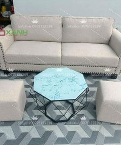 Sofa băng nệm rời 1m9 tay cong đóng điinh đồng sang trọng