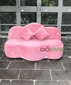 Sofa đám mây bọc vải nhung màu hồng phấn siêu cute