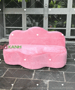 Sofa đám mây bọc vải nhung màu hồng phấn siêu cute