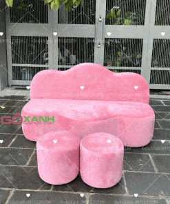 Sofa đám mây bọc vải nhung màu hồng phấn siêu cute