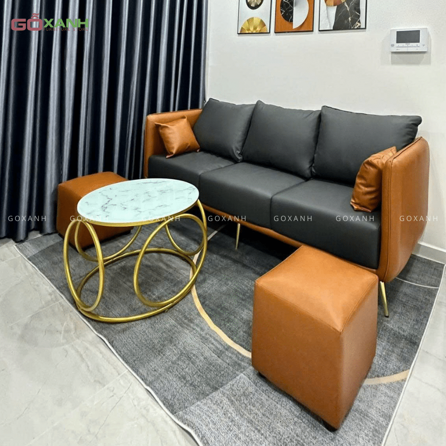 ghế sofa băng 3 chỗ ngồi bọc da