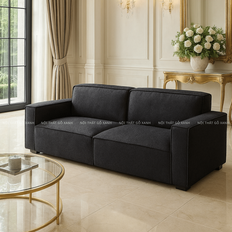 sofa băng 2 ghế ngồi tay vuông