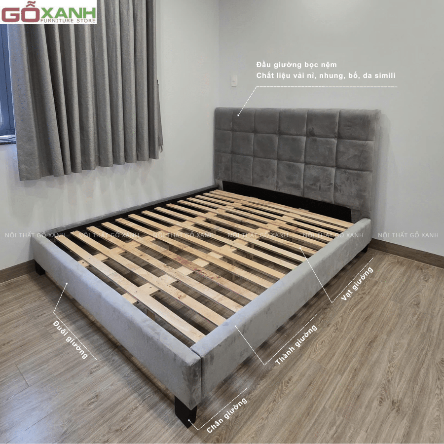 Cấu tạo của giường ngủ bọc nệm đầu giường